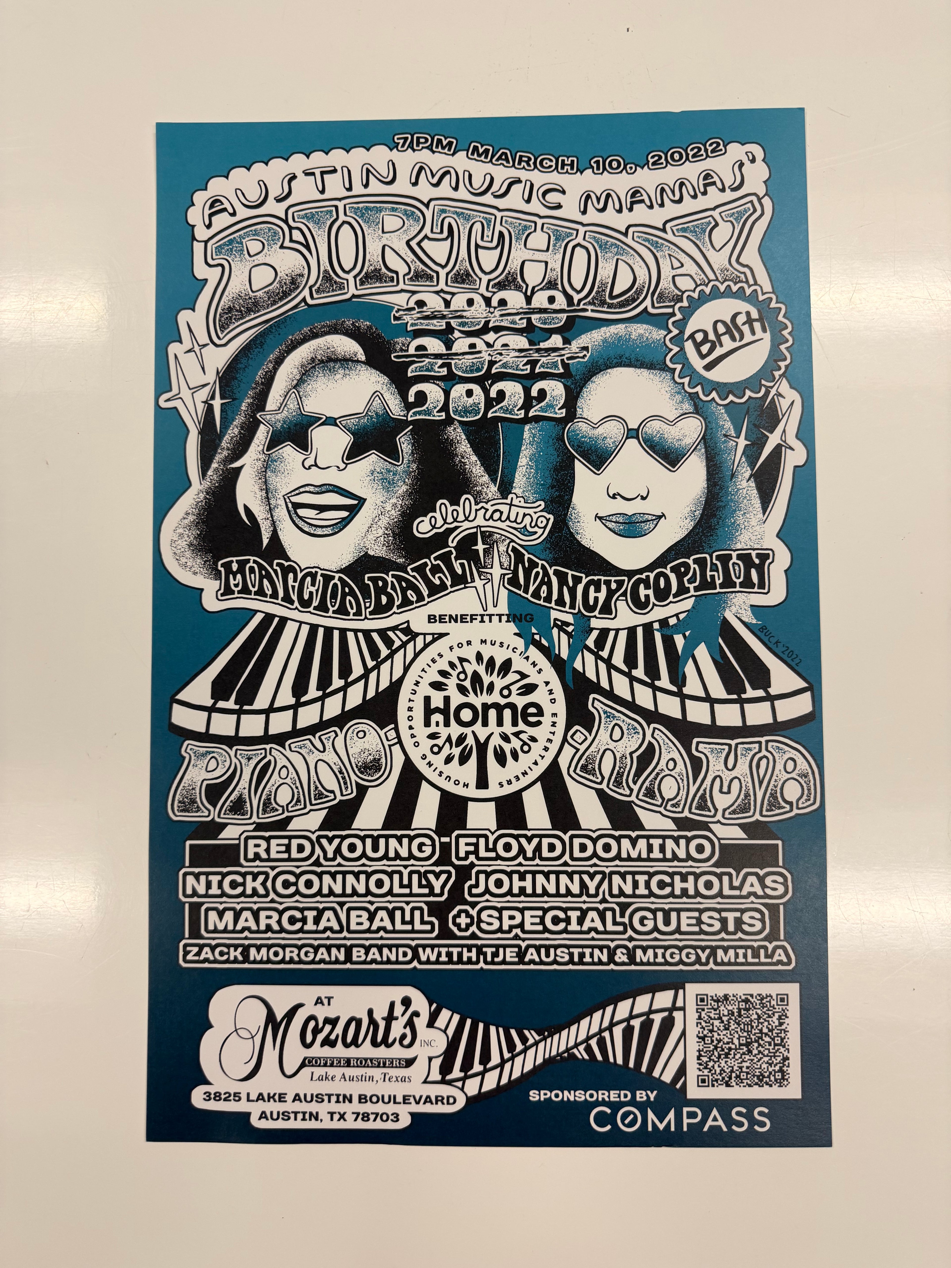 2022 Austin Music Mamas Birthday / Marcia Ball and Nancy Coplin Poster (11x17)